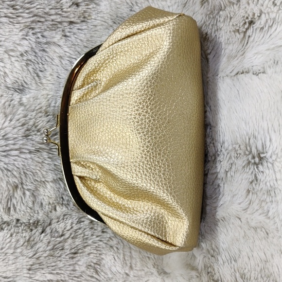 Victoria Secret Leather Metallic Gold Kisslock Mini Purse Wallet - Picture 2 of 9